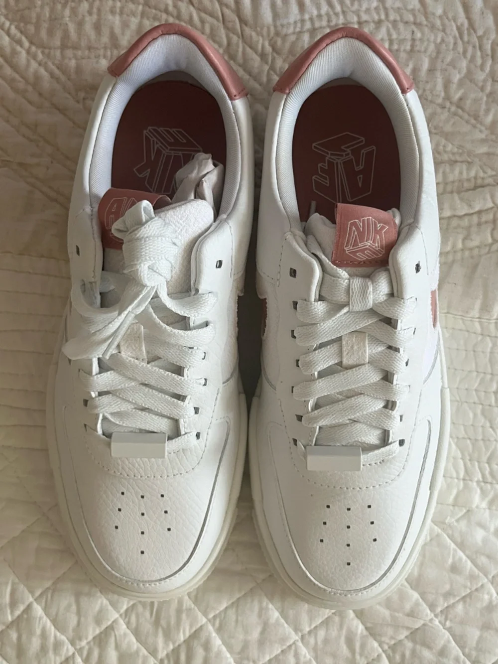 Nike W AF1 Pixel Summit White with Rust Pink Accents - Picture 6 of 12